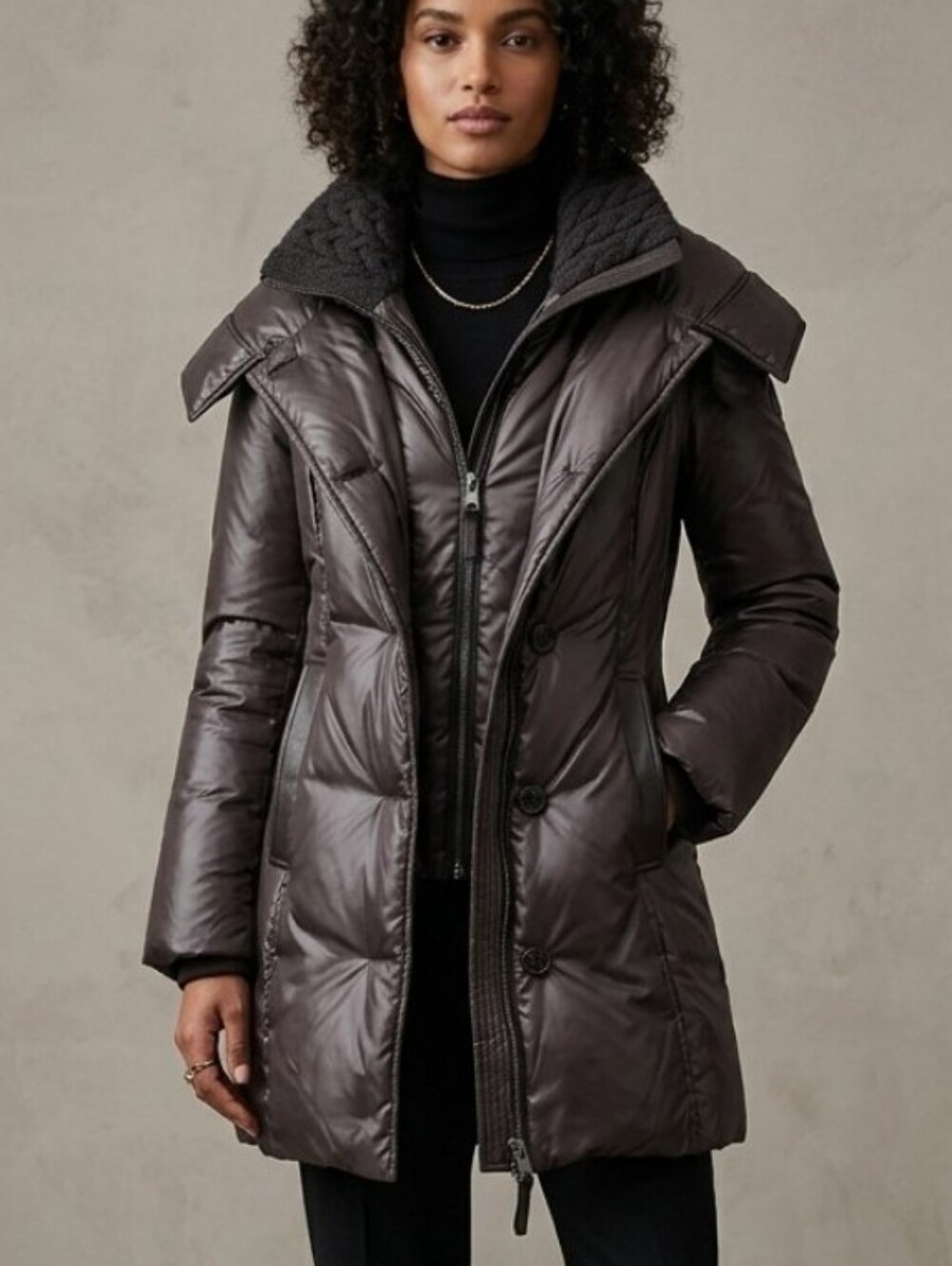 MACKAGE Women’s Quilted Puffer Coat in Dark Brown Long Jacket Sz XS